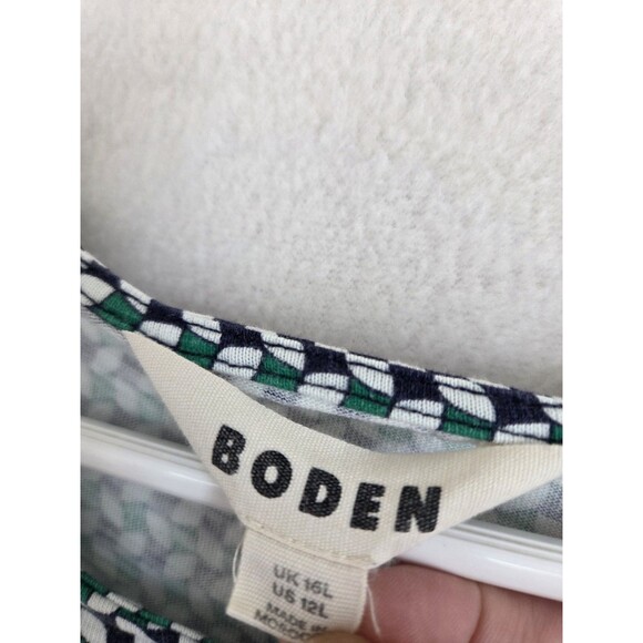 Boden FLORRIE FLORAL JERSEY DRESS Size 12L  MEADOW GREEN ABSTRACT DIAMOND - Picture 5 of 12